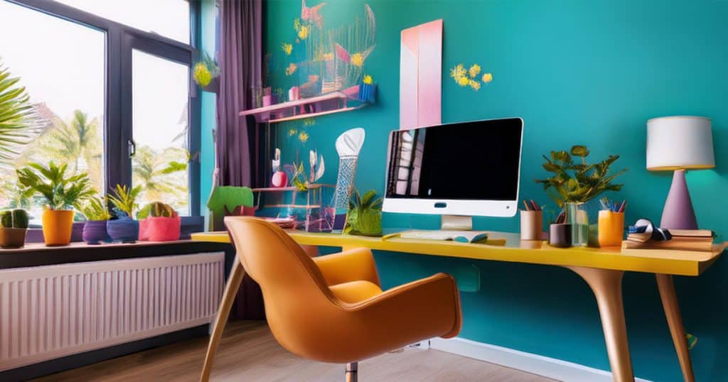 Colourful modern home office