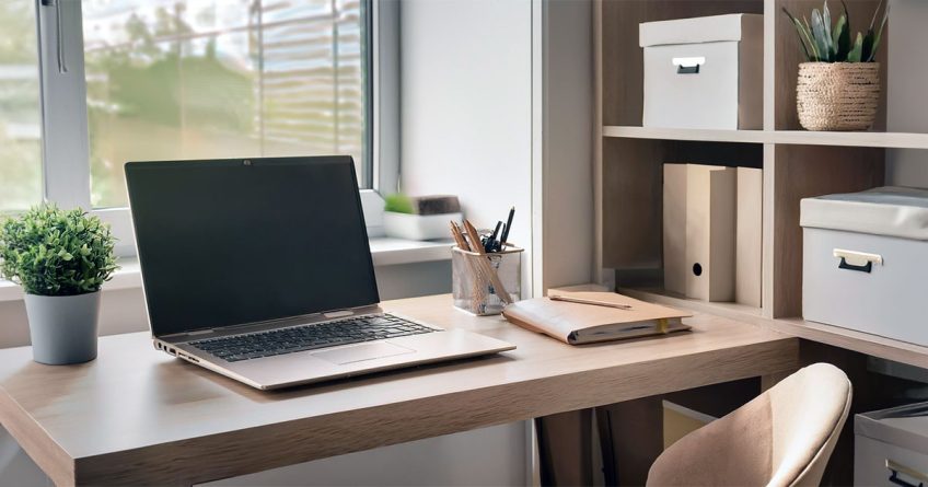 Simple desk with adjacent cube storage